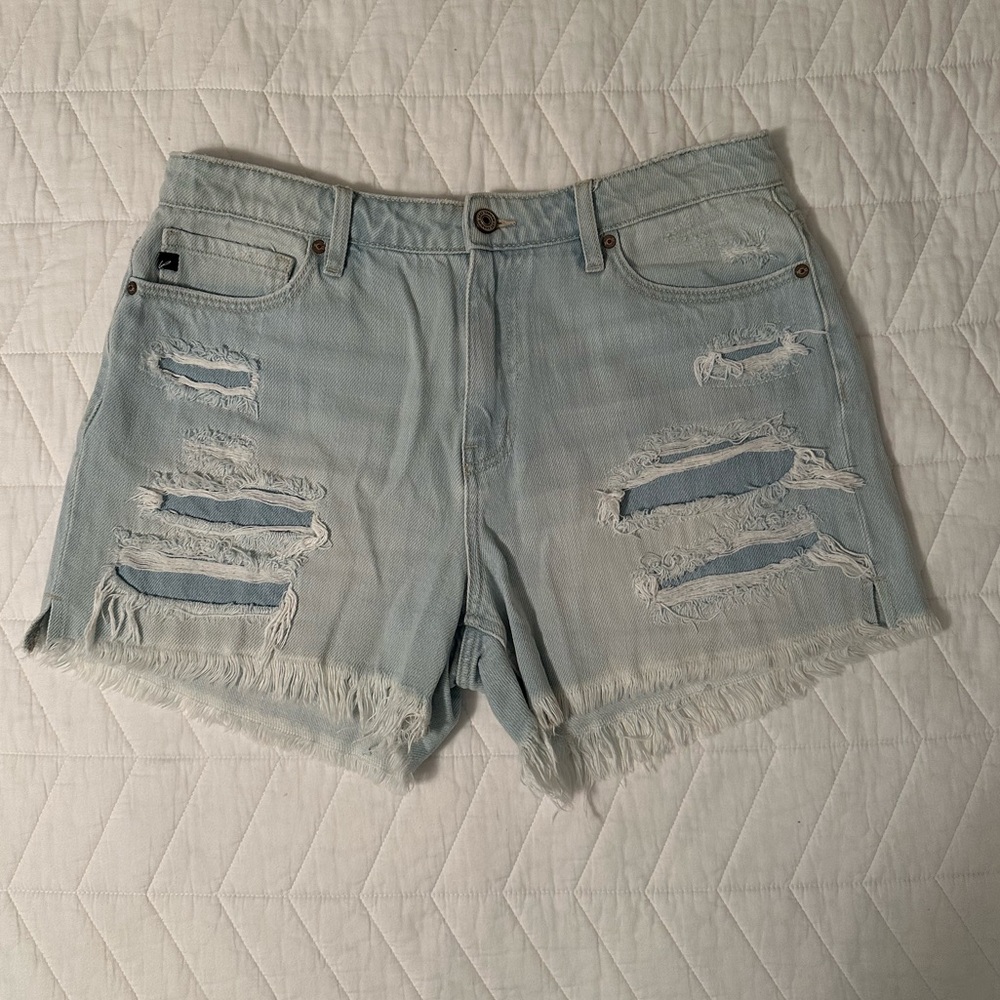 Boutique purchase - KanCan Light Blue Distressed Jean Shorts Raw Hem